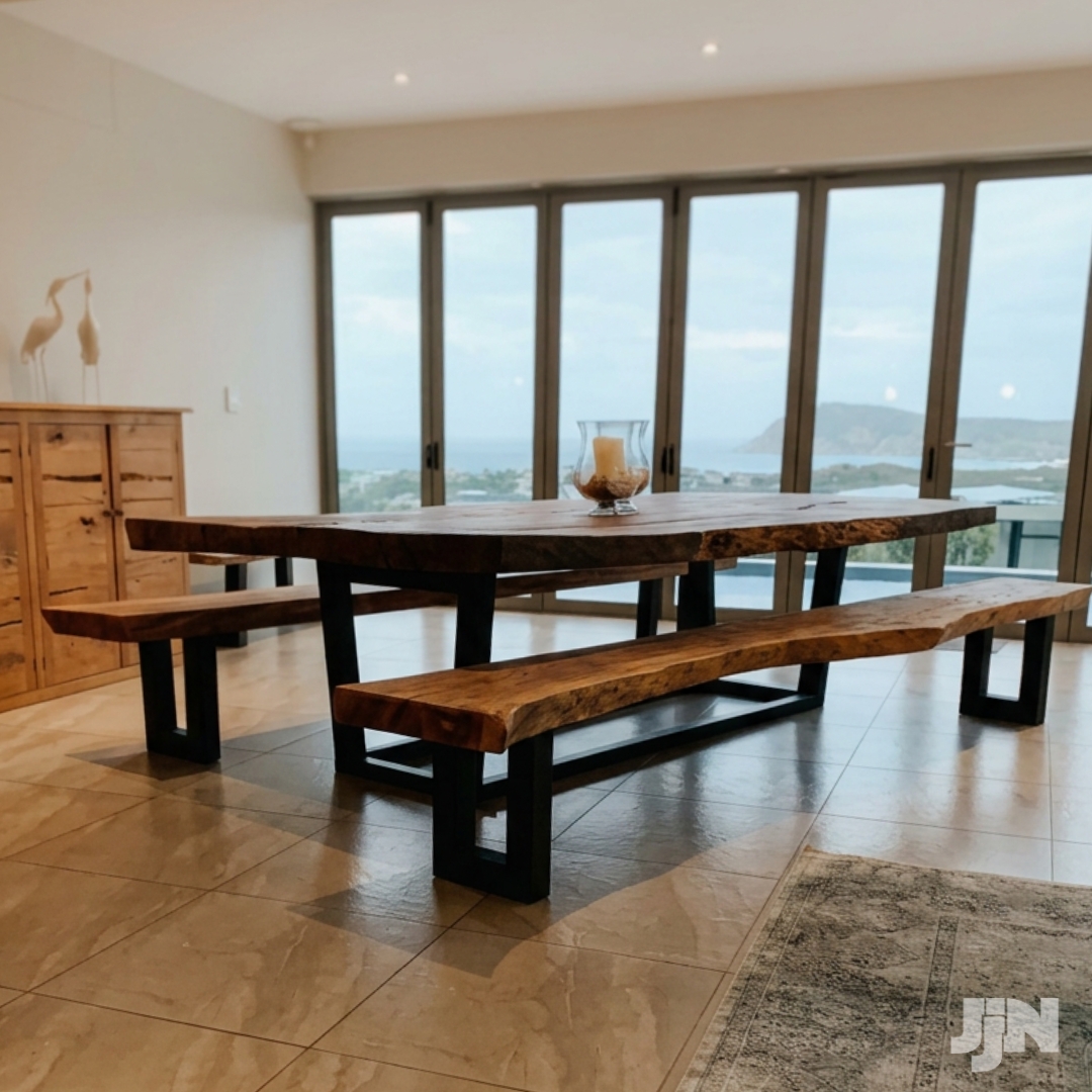 9-jjn-timbers-extra-large-hardwood-dining-table-bench-set JJN Timbers extra large hardwood dining table bench set